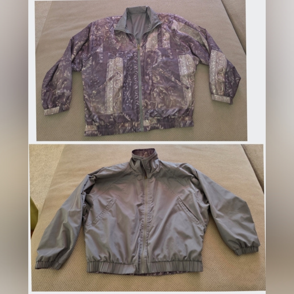 Vintage Pebble Beach Golf Jacket Women's Small Floral Print Reverses to Gray